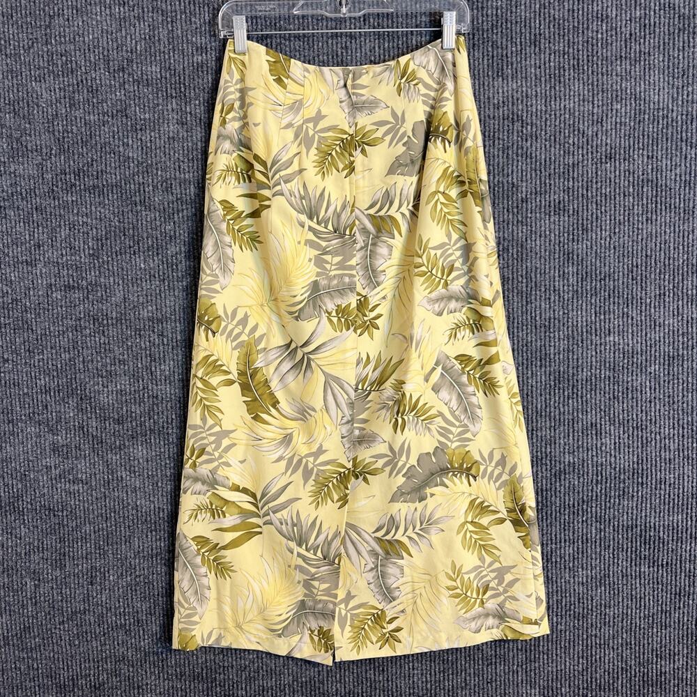 Vintage Casual Corner Womens Skirt Set Size 8 Yellow Tropical Silk Resort Cruise - Picture 13 of 16